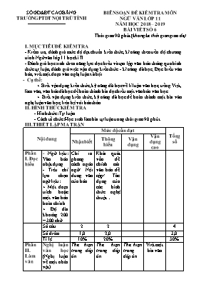Đề kiểm tra bài viết số 6 môn Ngữ văn Lớp 11 - Năm học 2018-2019 - Trường PTDT Nội trú tỉnh Cao Bằng (Có đáp án)